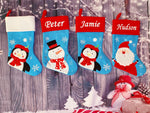 Luxury Blue Stocking with Red Cuff - Snowman SOLD OUT