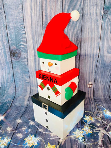 Snowman Stackable Christmas Gift Box Trio