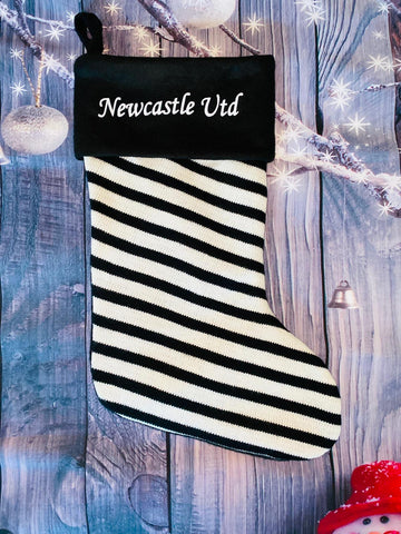 Luxury Black & White Stripe Knitted Stocking - SOLD OUT