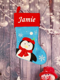 Luxury Blue Stocking with Red Cuff - Penguin SOLD OUT