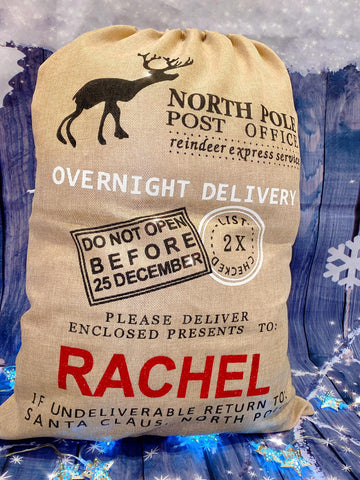 'Express Delivery' Santa Sack - Beige Hessian