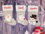 Luxury Grey Stocking with White Cuff - Snowman SOLD OUT