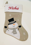 Luxury Grey Stocking with White Cuff - Snowman SOLD OUT