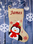 Deluxe Hessian Stocking - Penguin