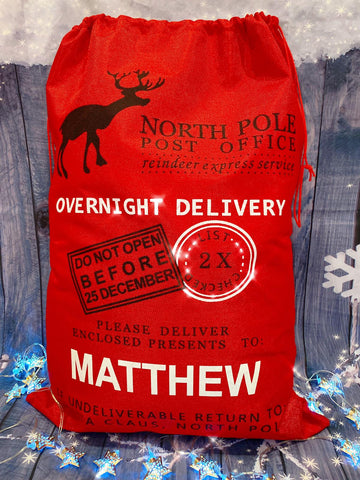 'Express Delivery' Santa Sack - Red Hessian