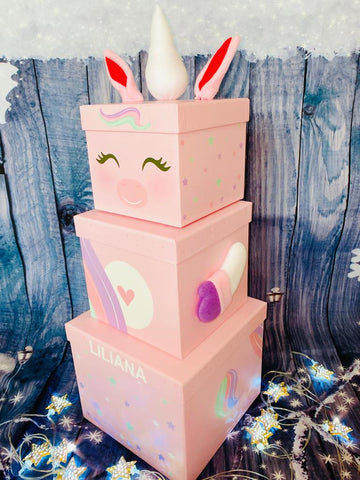 Unicorn XL Stackable Christmas Gift Box Trio