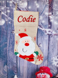 Deluxe Hessian Stocking - Santa